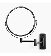 JERDON Wall-Mounted Makeup Mirror - 5X Magnification - Black - JP7506BK | 8" Round Frame, 13.5" W...