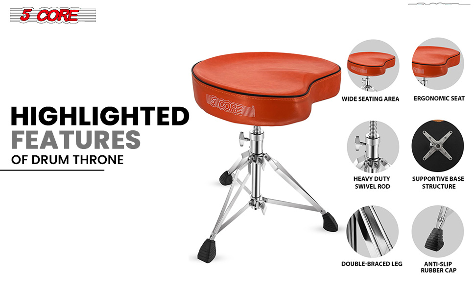 Orange Drum Chair,Height Adjustable Heavy Duty Upgraded Drum Stool