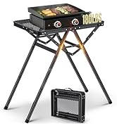 Anbte 2ft Sturdy Folding Grill Table, Supports 180 Lbs, 2 Adjustable Height 28” Portable Grill Ta...