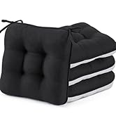 BETU Black Chair Cushions for Dining Chairs Set of 4,3.5" Thick Kitchen Table Chair Pads with Tie...