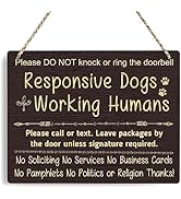 No Soliciting Sign For House, Do Not Knock Or Ring Doorbell Wooden Sign for Front Door, Farmhouse...
