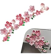 YAWUROU 16 PCS 3D Cherry Blossom Car Exterior Sticker, Resin Scratch Pink Flower Bumper Decal, Se...