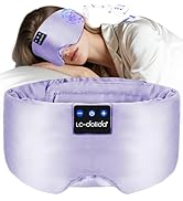 LC-dolida Luxurious Silk Soft Sleep Mask, Sleep Headphones with Bluetooth 5.4 for Side Sleeper, T...