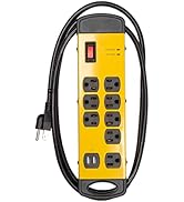 Thonapa Heavy Duty Surge Protector Power Strip with 2 USB Charging Ports, 8 Outlet 14/3 SJT Metal...