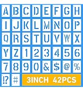 UCEC 3 Inch Large Letter Stencils for Painting, 42 PCS Alphabet &amp; Number Stencils for Crafts Reus...
