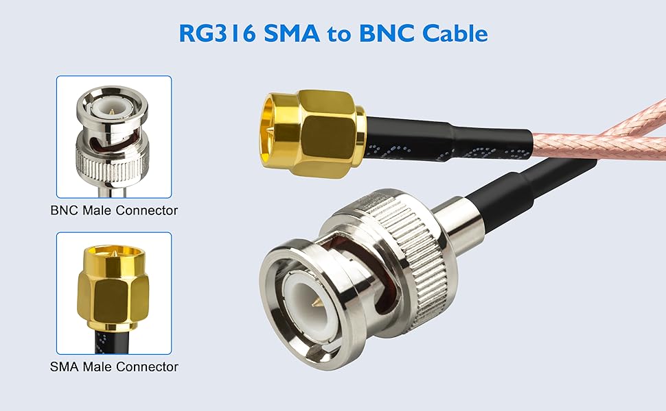RG316 coaxial cable bnc to sma connetctors sma to bnc cable sma to bnc adapter 