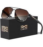 LUENX Aviator Sunglasses for Men Square Polarized Polygon Shades UV400 Sun Glasses with Accessories