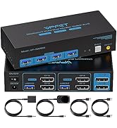 8K@60Hz Displayport KVM Switch 2 Monitors 2 Computers Display Port 4K@120Hz USB3.0 Dual Monitor K...