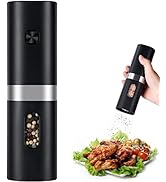 Electric Pepper Grinder, Battery Operated Salt Grinder, Automatic Pepper Mill with LED Light, One...