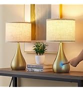 Leasgy 18'' Modern Touch Lamps for Nightstand Set of 2 with 3 Way Dimmable, Table Lamps for Livin...