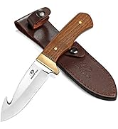 Mossy Oak Fixed Blade Gut Hook Knife, 9.5-inch Full Tang Field Processing Knife - Wooden Handle, ...
