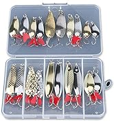 Donql Fishing Lures Metal Spoons Hard Baits 20pcs Set Metal Fishing Lures Spinner Baits Fish Treb...