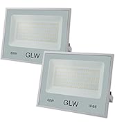 GLW 60W Flood Light Outdoor IP66 Waterproof Security Lights,6000LM 3000K Warm White LED Spotlight...