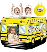Britik Pop Up Play Tent for Kids Aged 3-5 Years Old Boys and Girls : School Bus Tent Playhouse To...