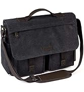 Messenger Bag for Men,VASCHY Vintage Water Resistant Canvas Satchel 14 15.6 17inch Laptop Briefcase