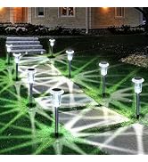 Eyrosa Solar Outdoor Lights, 10 Pack Waterproof Stainless Steel Solar Stake Lights for Pathway Ga...
