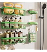Veken Rustproof &amp; Waterproof Shower Caddy 6-Pack, No Drilling Adhesive Shelves Rack with Soap Hol...