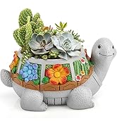 LESES Orange Resin Turtle Planter Flower Pots with Drainage Hole for Indoor Plants Home Office Ga...