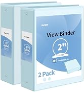 SUNEE 3 Ring Binder 2 Inch 2 Pack, Clear View Binder Three Ring PVC-Free (Fit 8.5x11 Inches) for ...