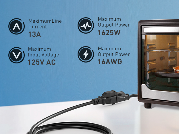 360° Rotating Flat Plug Short Extension Cord