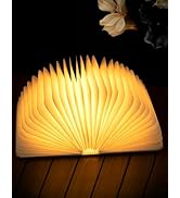 ZBOLE 8.3 Inch Wooden Book Lamp, 3 Colors Folding Book Light, Battery Operated Lamp, LED Ambient ...