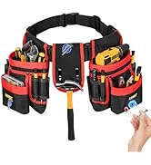 Tool Belt,Magnetic Tool Pouch,27-Pockets Heavy Duty Padded Tool Belts for Men,Detachable &amp; Adjust...