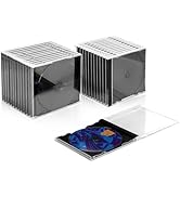 T WaveTree Upgraded Standard Single Clear CD Jewel Case,CD Storage Case with Assembled Black Tray...