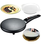 Crepe Maker Electric, 8" Crepe Pan Nonstick with Batter Spreader &amp; Dipping Tray, 800W Quick Heat-...