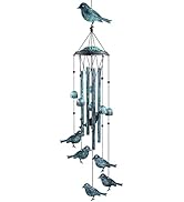 Monsiter QE Bird Wind Chimes for Outside, Outdoors with 4 Large Aluminum Tubes &amp; S Hook - Clearan...