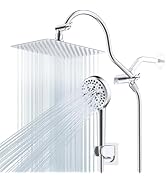 Hibbent All Metal Shower Head, 10'' High Pressure Rainfall Shower Head/Handheld Showerhead Combo ...