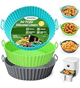 Komzon 3 Pack Air Fryer Silicone Liners, 8Inch Airfryer Liners, AirFryer Basket Liner, Reusable F...