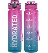 Sahara Sailor Water Bottle, 32/25/17oz Durable and Leakproof Water Bottles Motivational with Time...