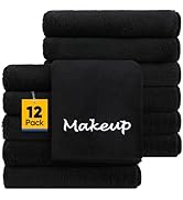 UNIMADE Makeup Remover Cloths, 12 Pack Black Facial Wash Cloths, Soft Coral Fleece Microfiber Fac...