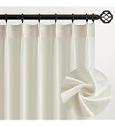 Topfinel Natural Pinch Pleated Linen Curtains 84 Inch Length 2 Panels for Bedroom Living Room Tex...