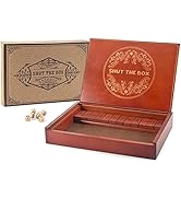 AMEROUS Shut The Box Dice Game,Wooden Board Table Math Game with Lid - 6 Dice - Gift Package - Ru...
