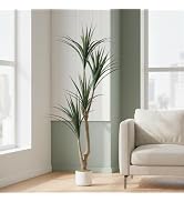 5.4FT Artificial Dracaena Tree in Pot, Evergreen Artificial Dracaena Marginata Plants Indoor, Dec...
