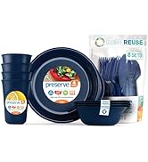 Preserve Reusable BPA Free Everyday Tableware Dish Set for 4 with Utensils - Made from Recycled P...