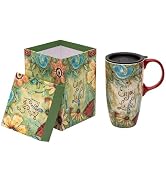 Topadorn Ceramic Coffee Cup Ceramic Travel Mug Porcelain Latte Mug with Lid 17oz. Coffee Cup with...