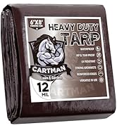CARTMAN Finished Size 6x8 Feet Extra Thick 12 Mil Heavy Duty Poly Tarp, Multipurpose Protective C...
