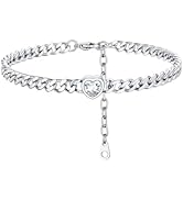 ChainsHouse Cuban Chain Anklets for Women,Stainless Steel Black 6mm Link Chain Ankle Bracelet wit...