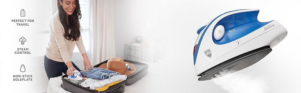 Perfect for travel; Steam Control; Non-stick sole plate