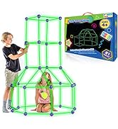 Fun Forts Glow Fort Building Kit for Kids - 81 Pack Glow in The Dark STEM Building Toys Indoor Ou...