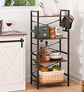 Yoobure 4 Tier Bookshelf - Small Book Shelf Industrial Bookcase, Narrow Book Case Book Storage Or...