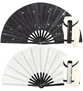 ffscafscn Folding Fan Clack Hand 13inch Bamboo Holster for women Dancing Party Wedding Night Club...