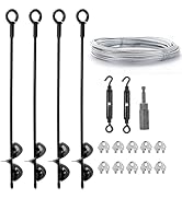 hannger 4 Pack Ground Anchors Shed Anchor Kit with 50FT Galvanized Cable and Clamps, 18" Heavy Du...