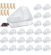 Qualirey 24 Pcs Mice Station with Key Triangle Bait Station Reusable Rodent Trap Bait Box, Keeps ...