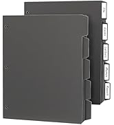 HABGP 3 Ring Binder Dividers with 5 Tabs, 10 Pcs Binder Dividers, 1/5 Cut Letter Size Plastic Bla...