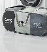 Collapsible Laundry Basket Durable Pop Up Hamper with 2 Compartments for Sort and Storage, Portab...