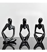 Black Thinker Statues Home Decor, Set of 3 Pcs White Resin Trendy Abstract Art Sculpture Collecti...