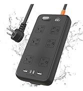 Power Strip Weatherproof, 10-in-1 Surge Protector with 6 Wide Outlets 2USB A and 2USB C,1875W/15A...